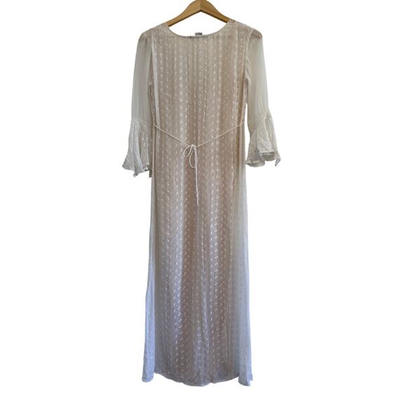 Boston Proper Lace Eyelet Maxi Dress Womens Sz 4 Cottagecore Fairy Whimsy White - Picture 2 of 15
